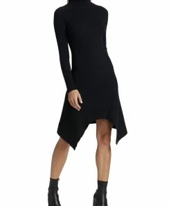 Cheapest โญ Ramy Brook Miley Knit Asymmetric ๐ Dress in Black for ๐ฉ women โ๏ธ