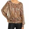 Hot Sale 😍 Ramy Brook Lucille 👩 Womens Metallic Sheer Blouse 🌟