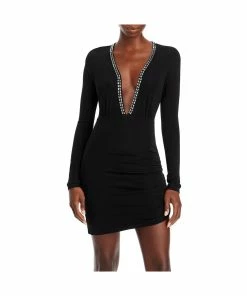 Cheapest ❤️ Ramy Brook Alexi 👩 Womens Deep V-Neck Embellished Cocktail and Party 👗 Dress 🛒