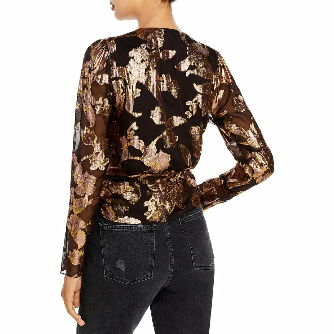 Discount 😍 Ramy Brook Blair 👩 Womens Metallic Sheer Wrap Top 👍 2 Discount 😍 Ramy Brook Blair 👩 Womens Metallic Sheer Wrap Top 👍 - Image 2