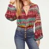 Wholesale 🤩 Ramy Brook Vance Button Up Top in Sangria Stripe for 👩 women 🎁