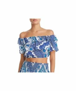 Wholesale 🧨 Ramy Brook Milo 👩 Womens Off-The-Shoulder Print Swim Top Cover-Up 🔔