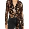 Discount 😍 Ramy Brook Blair 👩 Womens Metallic Sheer Wrap Top 👍