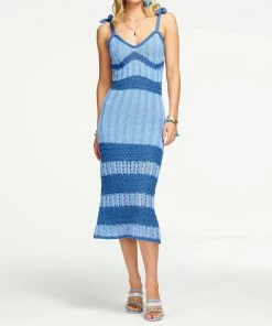 Top 10 😍 Ramy Brook Colorblock Birdie Crochet Midi 👗 Dress in Navy for 👩 women ❤️