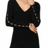 Discount 👏 Ramy Brook Janelle V-Neck Ribbed Sweater in Black for 👩 women ✨